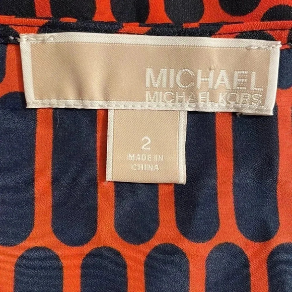 Michael Michael Kors Navy Orange Tunic Sleeveless Gold Logo Buttons Snap… - Picture 6 of 8